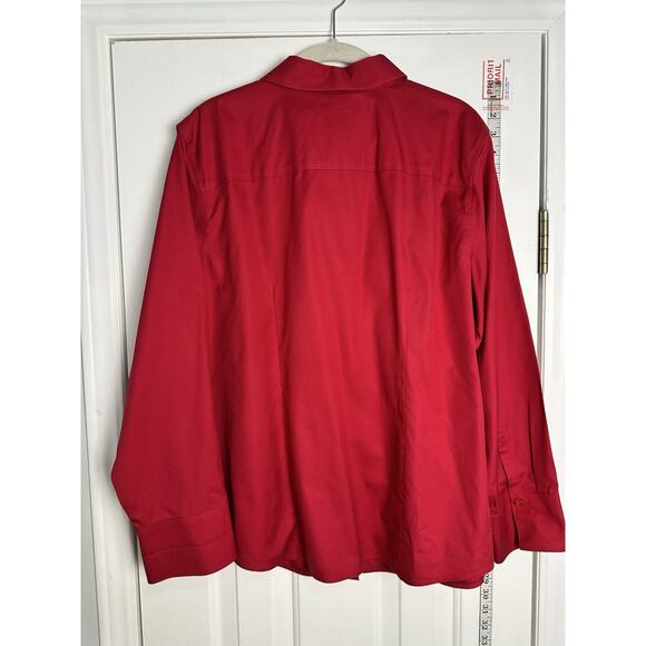 Chicos Womens Shirt 3 XL Red Button Up No Iron Long Sleeve Career Easy Work - Picture 5 of 9